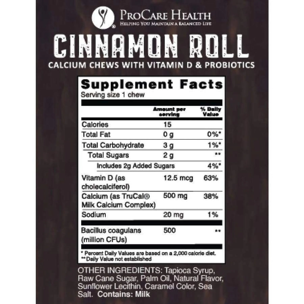 ProCare Health Calcium Soft Chew 500mg Cinnamon Roll, 90 Count O8282