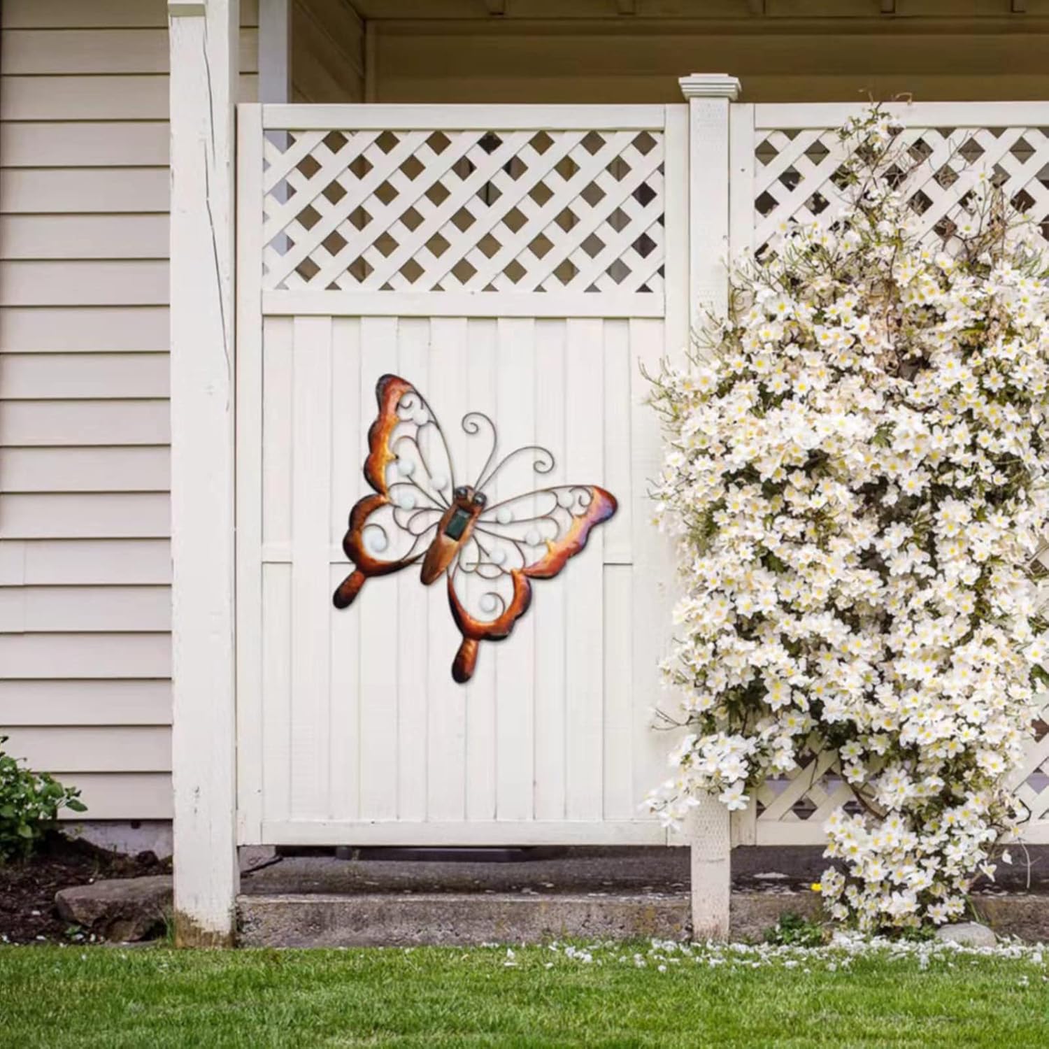 Solar Metal Butterfly Garden Wall Art Decor Hanging Sculpture k7