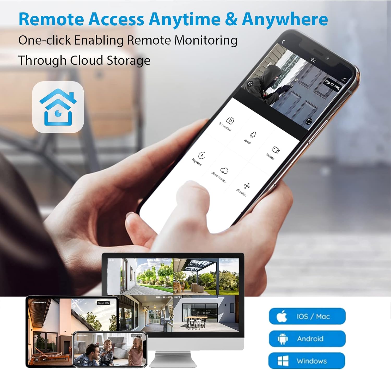 Wireless Security Camera System 4CH NVR Kit with 1TB Hard Drive Night Vision a7