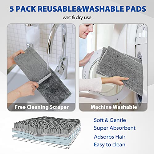 Microfiber Hardwood Floor Mop with 5 Reusable Washable Pads, Wet or Dry Cleaning a7k