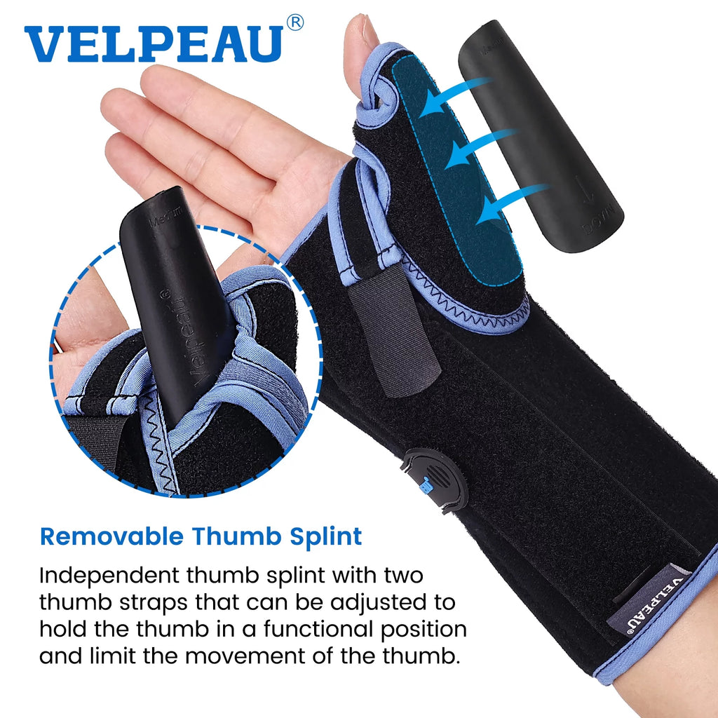 VELPEAU Wrist Brace with Thumb Spica Splint, Right Hand, Small A93479
