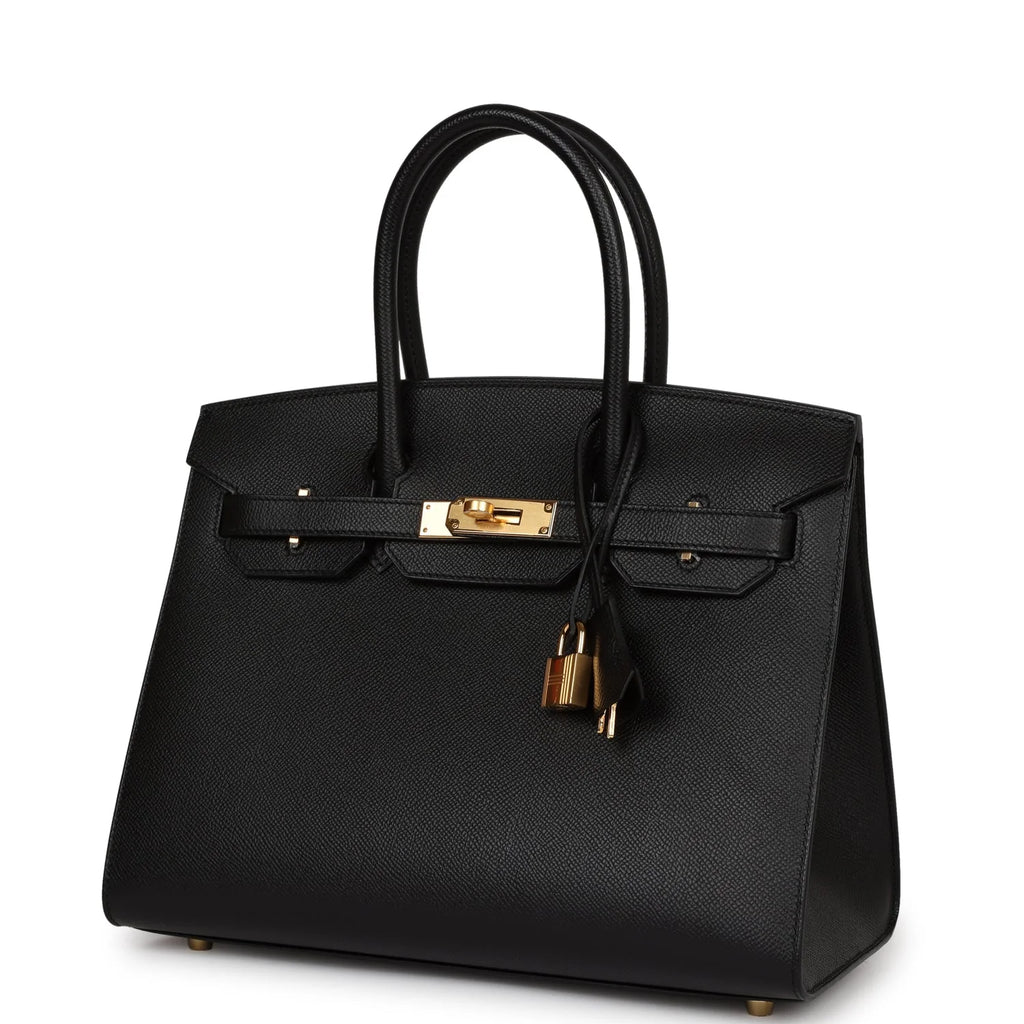 Birkin Sellier 30 Black Epsom Gold Hardware k7