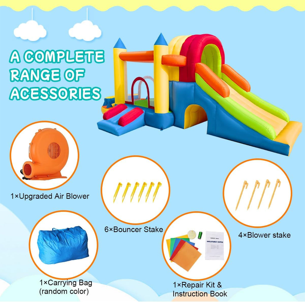 Inflatable Bounce House with Two Slides for Kids B71005