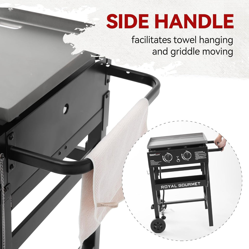 Royal Gourmet GB2000N 2-Burner Propane Gas Griddle, 23-Inch Flat Top BBQ Grill, Outdoor Cooking Station U344362