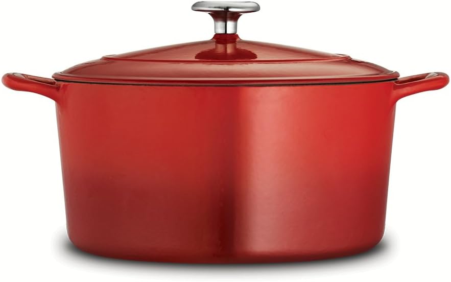 Tramontina Covered Round Dutch Oven Enameled Cast Iron 6.5-Quart, Red F51374