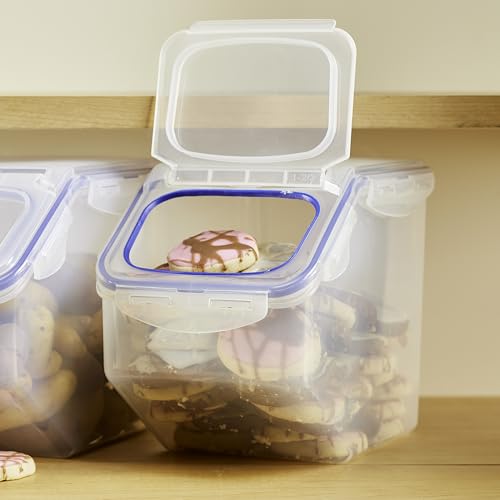 LOCK & LOCK Easy Essentials Flip-Top Food Lids for Pantry Storage, BPA Free, Clear Y7600