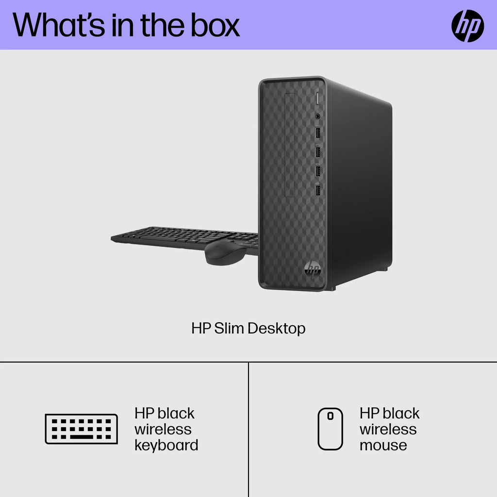 HP Slim Desktop Tower, Intel Pentium, 8GB RAM, 256GB SSD, Windows 11 Home, Black L736