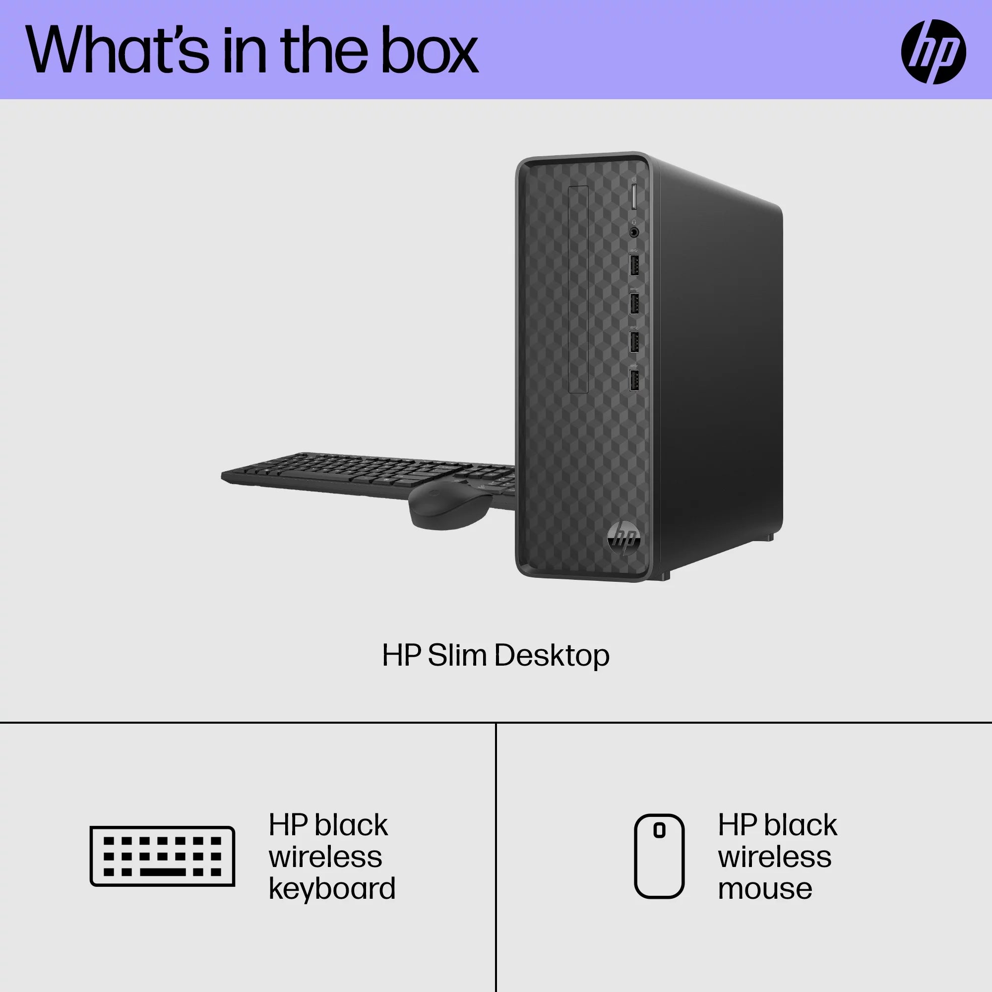 HP Slim Desktop Tower, Intel Pentium, 8GB RAM, 256GB SSD, Windows 11 Home, Black L736