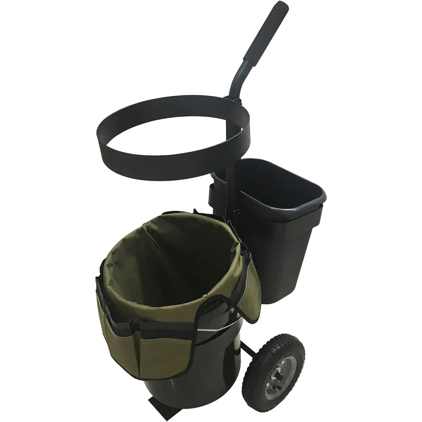 Heavy Duty Garden Cart Rolling Lawn Trolley with 5 Gallon Bucket Bag S50037