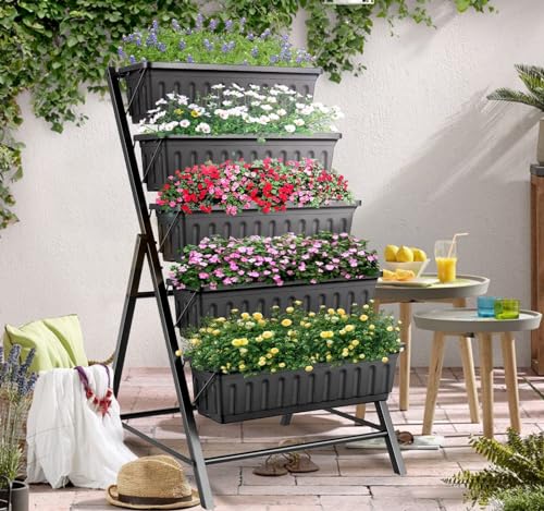 Vertical Raised Garden Bed 5 Tier Planter Box with Drainage System a7