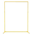 Wedding Arches for Ceremony, Square Metal Balloon Arch Stand, Wedding Backdrop Stand Rectangle Arch Frame Party Events Anniversary Birthday Party Bridal Shower Curtain Frame (6.6FT* 5.2FT Gold)