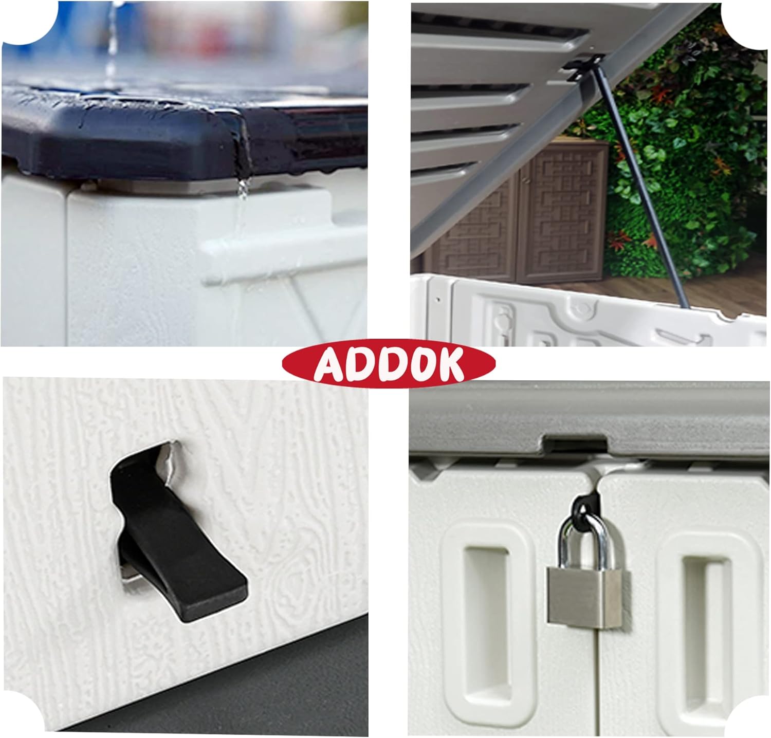 ADDOK Outdoor Horizontal Storage Cabinet Waterproof Lockable White Y138