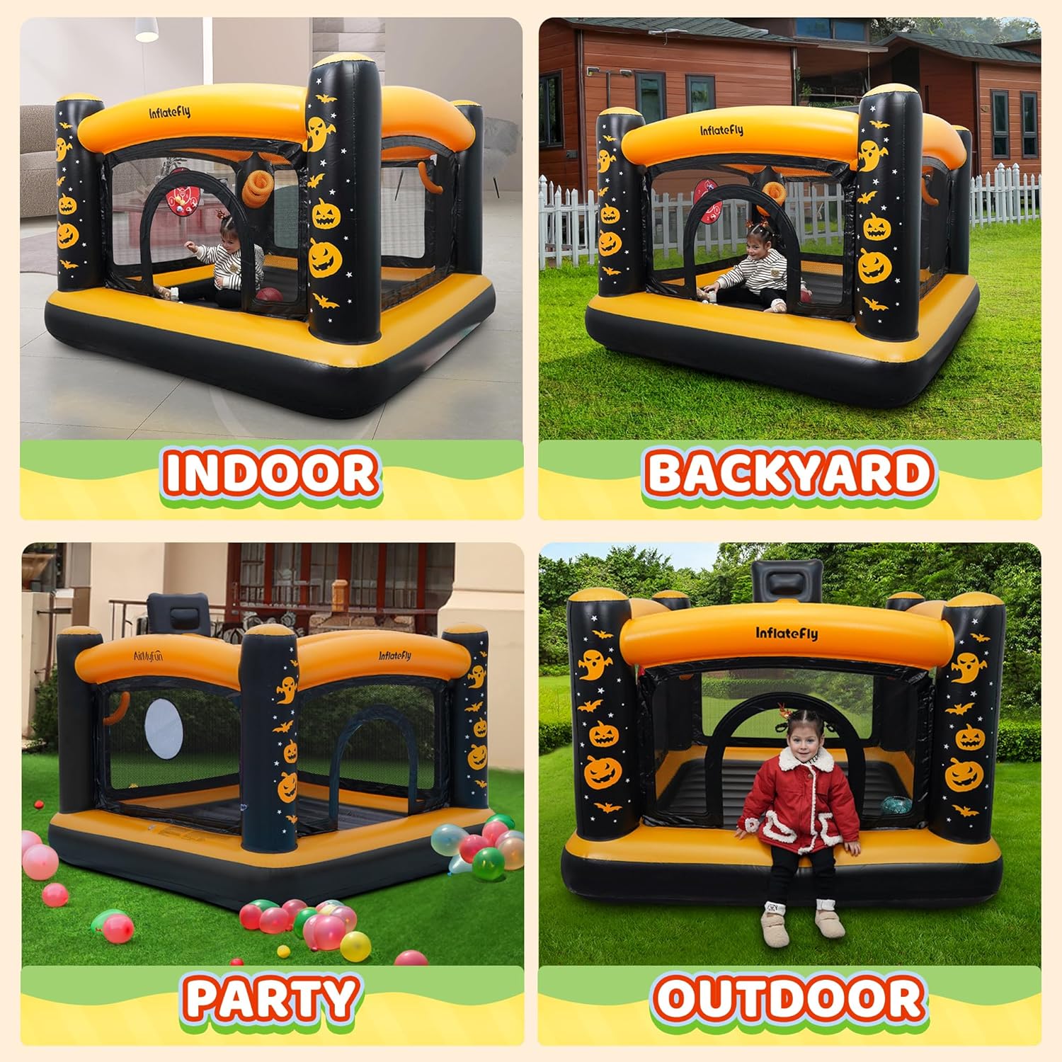 Inflatable Bounce House for Toddlers with Ball Pit and Basketball Hoop U4555
