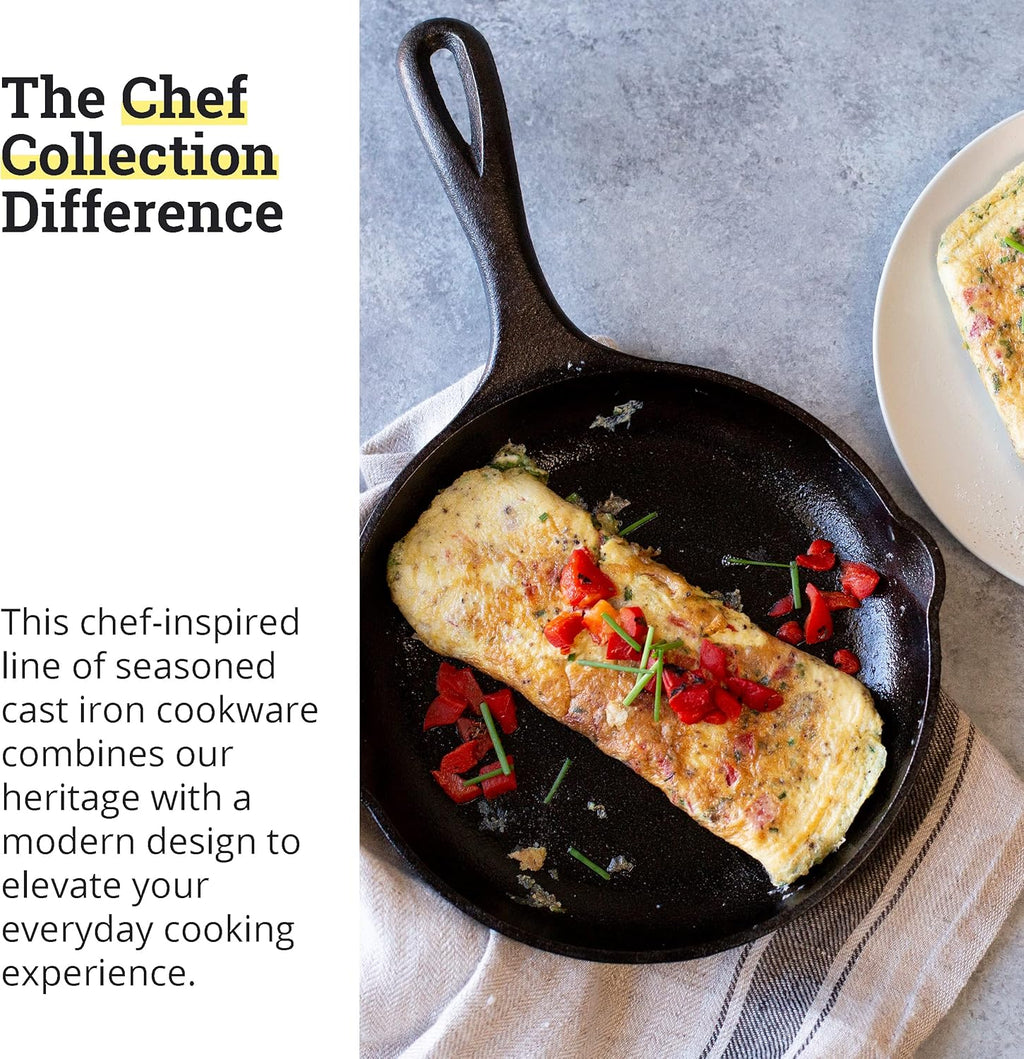 Lodge Cast Iron Chef Collection Skillet, Pre-seasoned - 8 in U888546