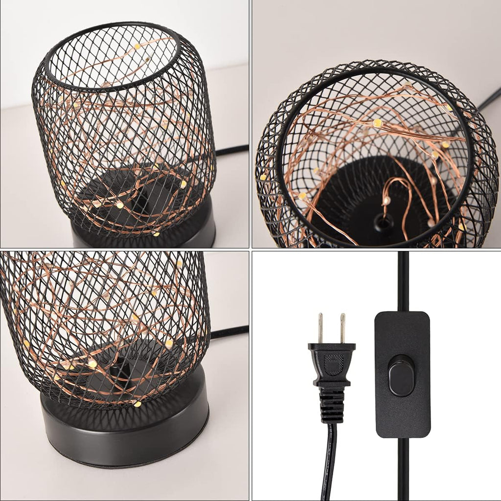 Starry Sky LED Desk Lamp Iron Mesh Retro Bedroom Decor K7a