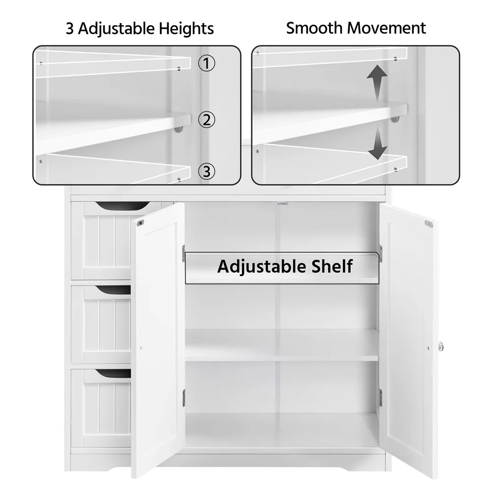 Topeakmart 4 Drawer Floor Storage Cabinet with Adjustable Shelf, White P19903
