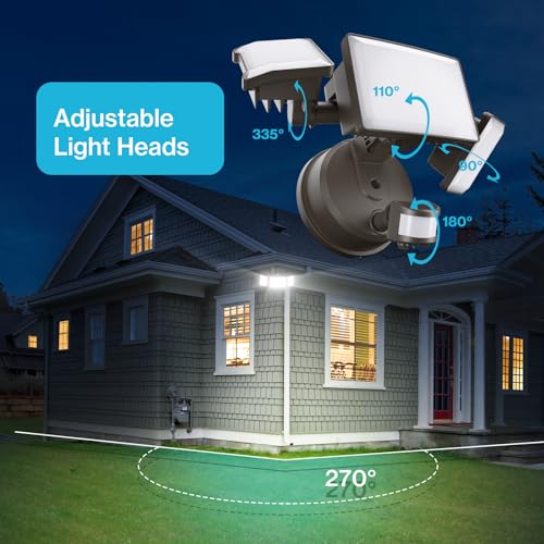 Olafus 65W Motion Sensor Outdoor LED Security Light, 2 Pack, 6000LM, Black N8841