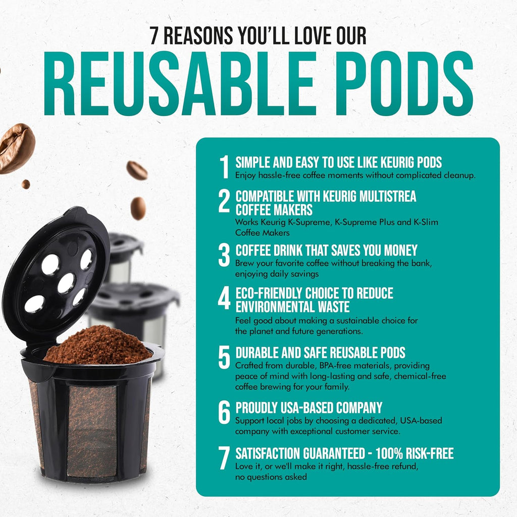 Reusable K Cups for Keurig Supreme, K Supreme Plus and K Slim by PureHQ, 4 Pack N93681