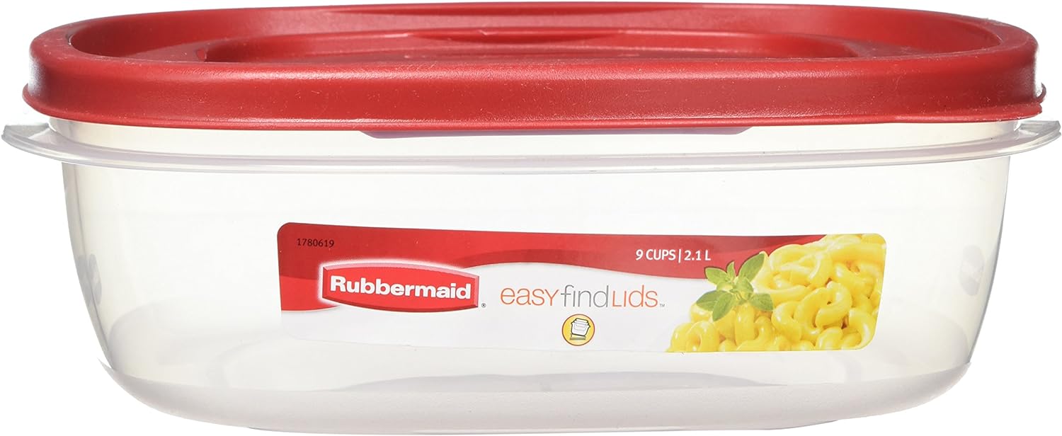 Rubbermaid 7J71 Easy Find Lid Square 9-Cup Food Storage Container and Lid (Pack of 4)