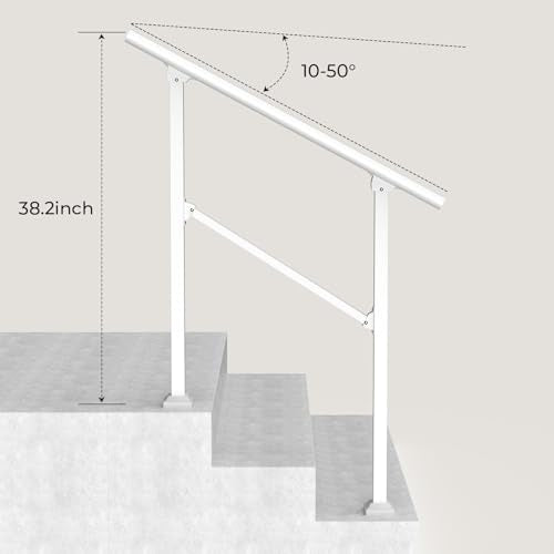 Outdoor Step Handrail Heavy Duty Metal Black Iron1a