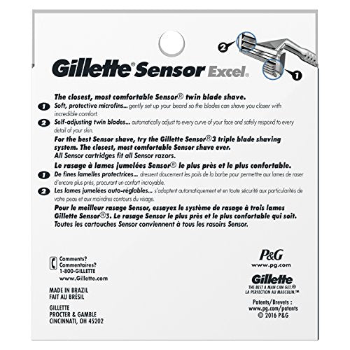 Gillette Sensor Excel Men's Razor Blade Refills, 10 Count V118