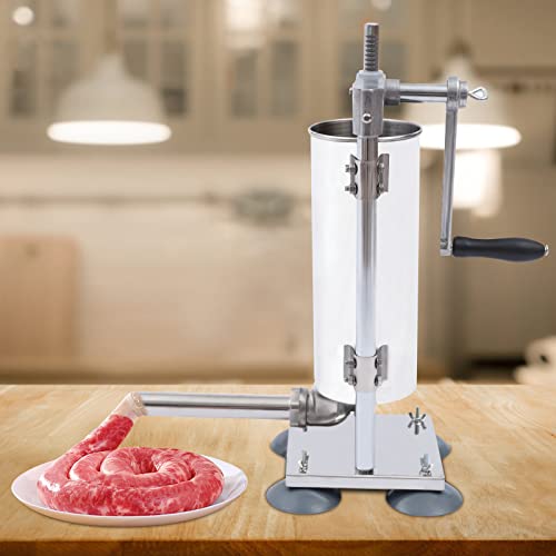 Stainless Steel Sausage Stuffer Machine, 3L Vertical with 8 Stuffing Tubes N8175
