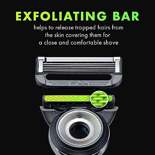 Gillette Labs Exfoliating Bar Razor Refills for Men, 6 Count with 7oz Shave Gel E7863