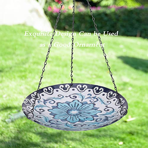 Hanging Bird Bath for Outdoors 11 Inch Glass Bowl q7k