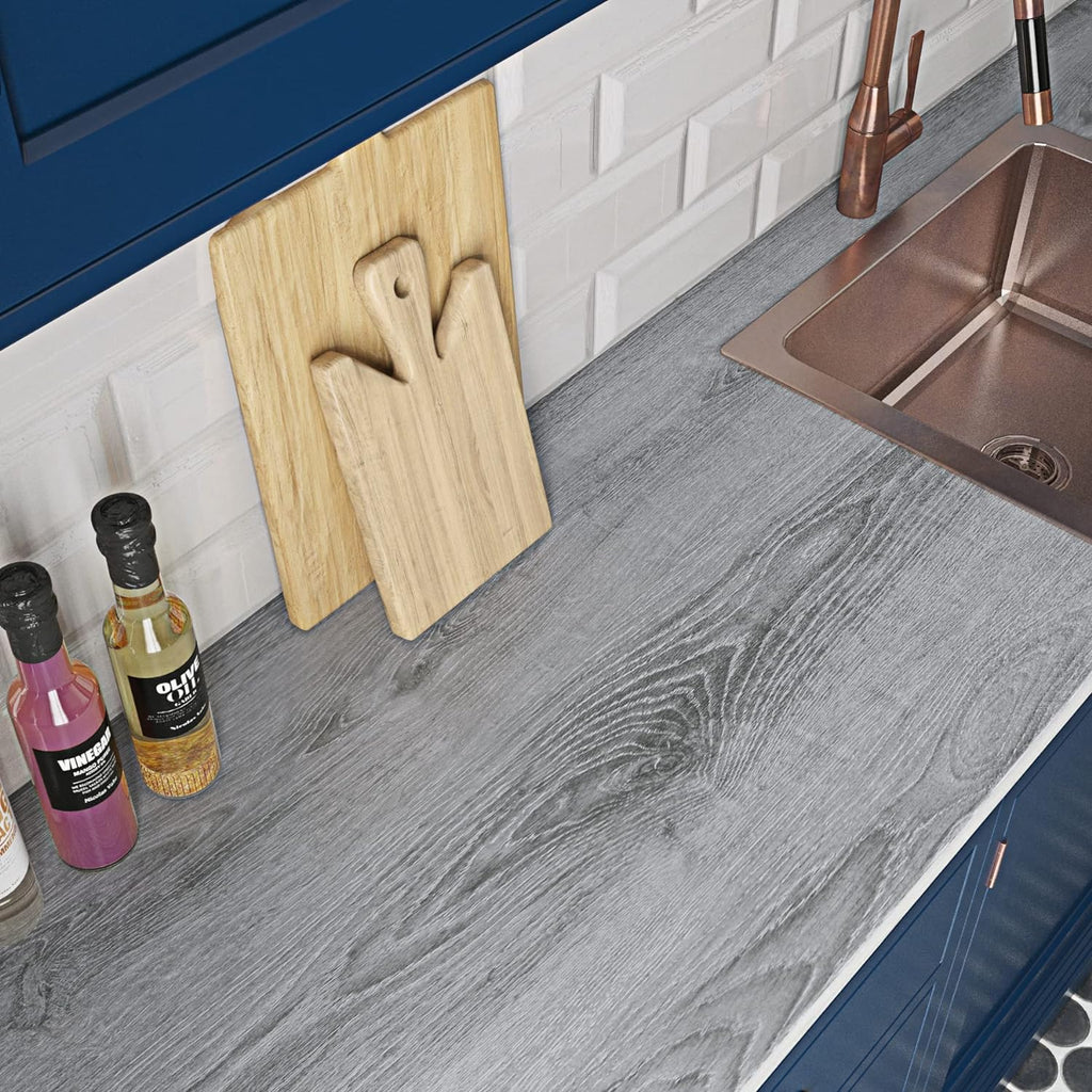 FunStick 24"x200" Grey Wood Contact Paper for Cabinets Countertops J345714