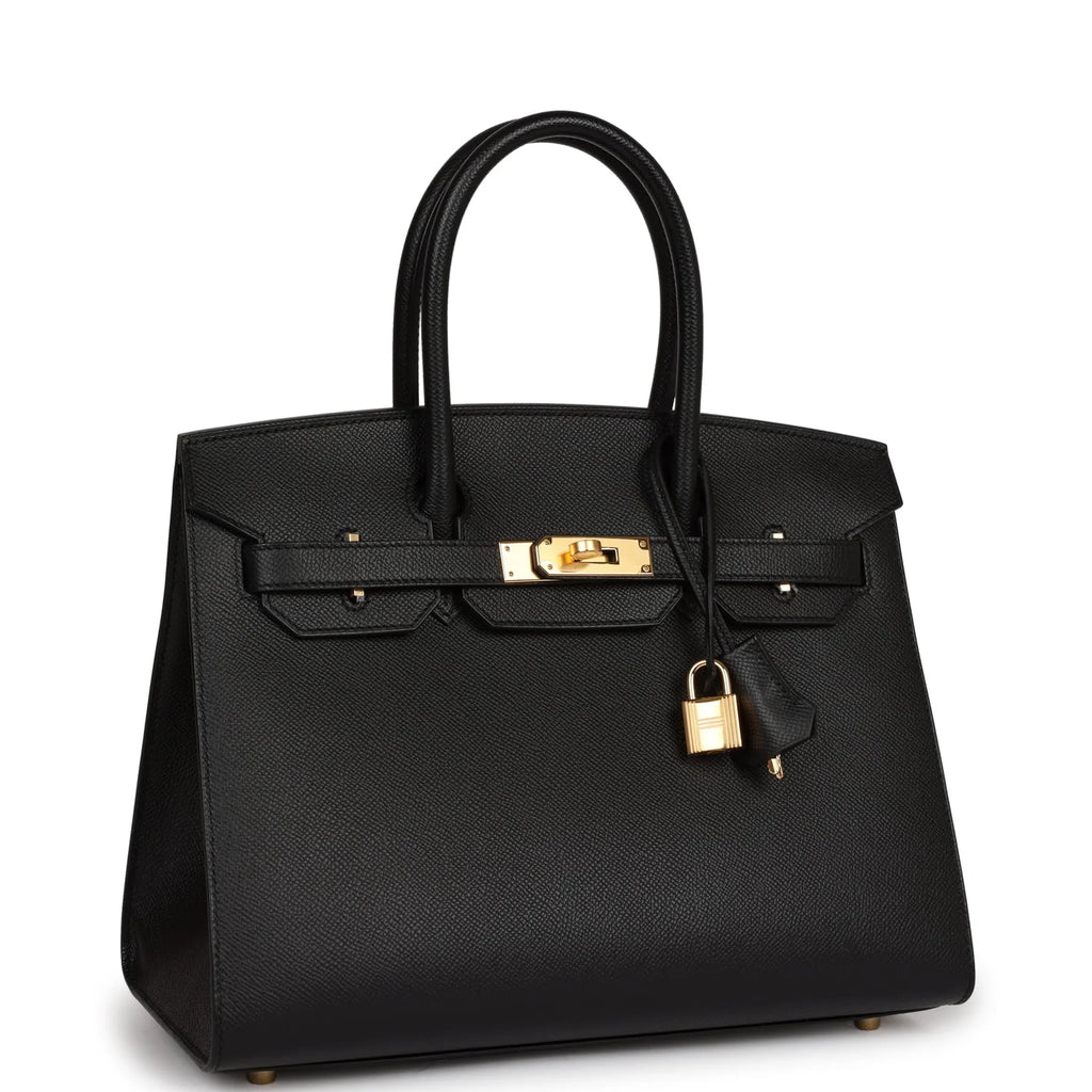 Birkin Sellier 30 Black Epsom Gold Hardware k7