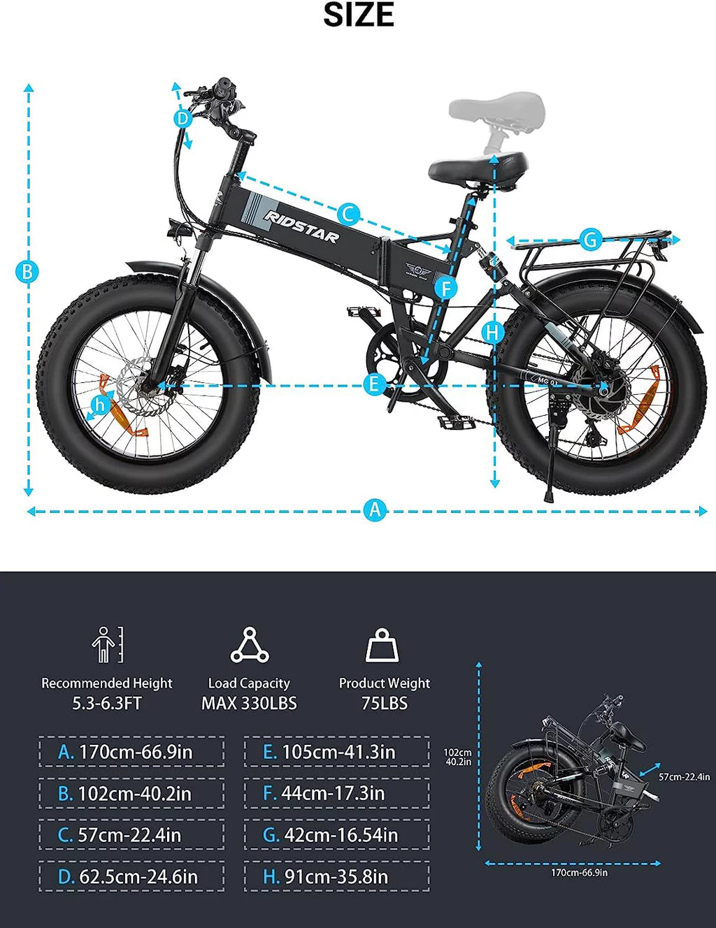 Folding Electric Bike for Adults 750W 48V 20 Inch Fat Tire a7
