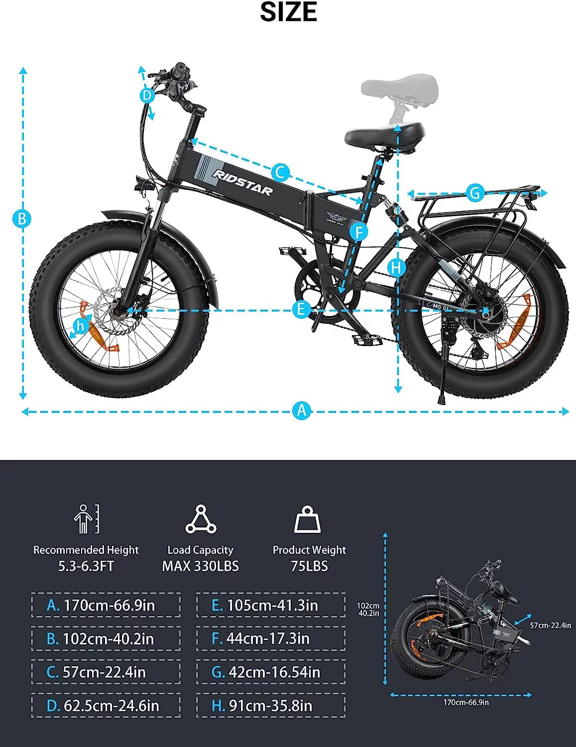 Folding Electric Bike for Adults 750W 48V 20 Inch Fat Tire a7