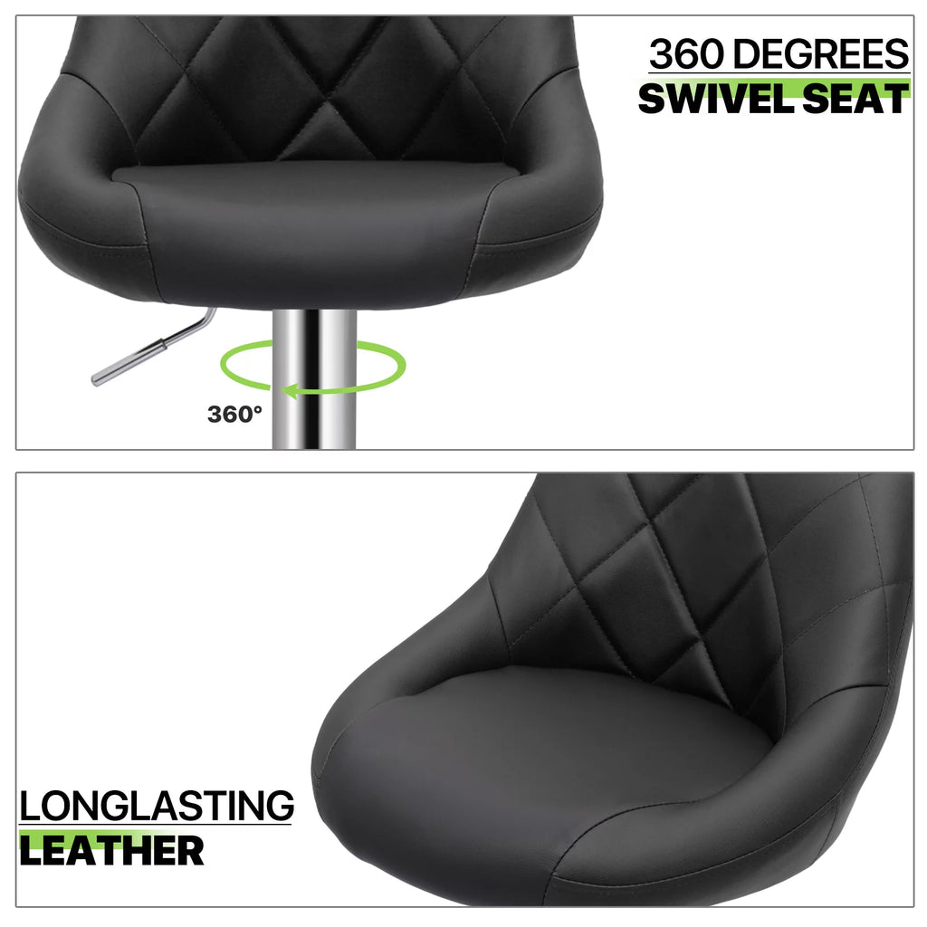 Magshion Set of 2 Faux Leather Adjustable Swivel Bar Stools with Backrest S983
