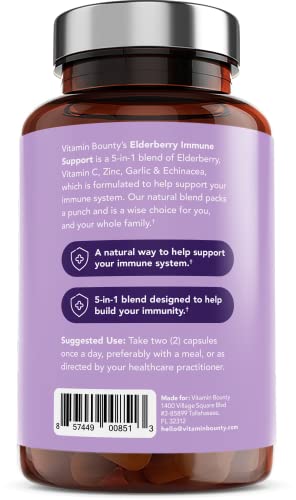Organic Elderberry Capsules with Vitamin C and Zinc for Immune Support q7x