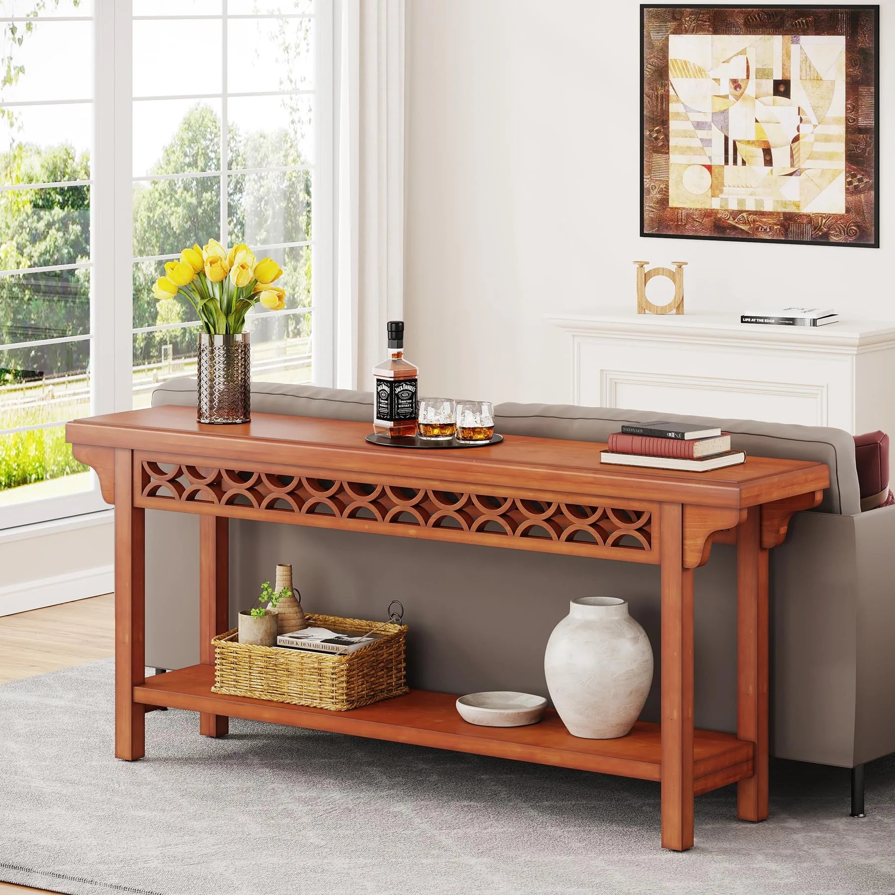 Solid Wood Console Table for Entryway Living Room Hallway a7