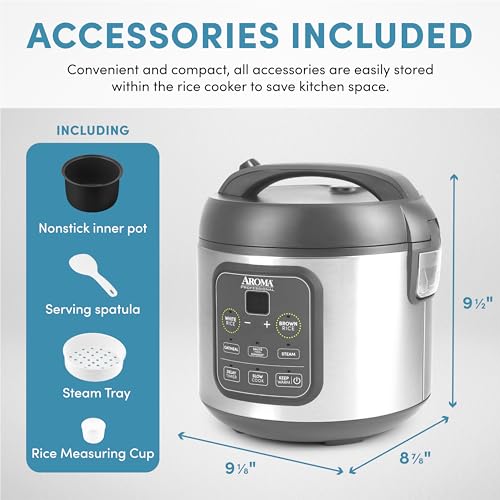 Rice Cooker 4-Cup Uncooked 8-Cup Cooked Stainless Steel a7