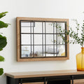 Glitzhome Windowpane Wall Mirror - 24'' x 32'' Farmhouse Decorative Wall Mirror, Hanging Rectangle Wood&Metal Frame Wall Decor Accent Mirror for Bathroom Vanity, Bedroom, Entryway, Fireplace Christmas