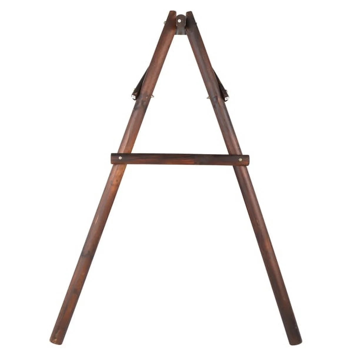 6.5ft Hardwood Patio Swing with Stand, Carbonized Loveseat for 2 G698