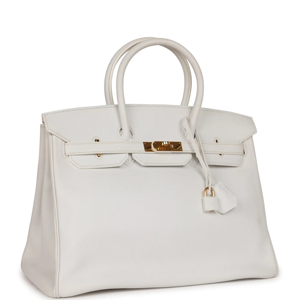 White Epsom Leather Birkin 35 Gold Hardware k7