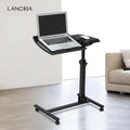 LANGRIA Height Adjustable Mobile Laptop Desk, Black Walnut