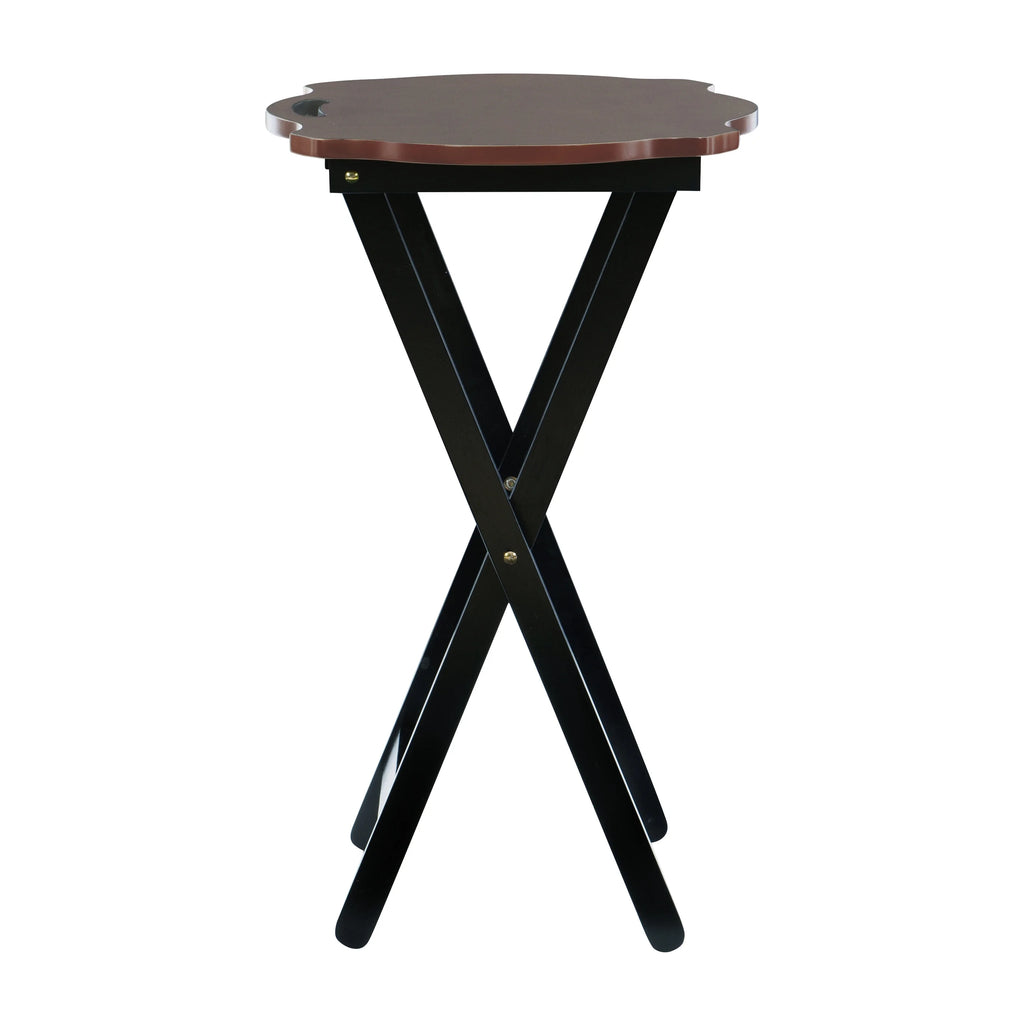 Powell Serpentine 5-Piece Folding Side Table TV Tray Set with Stand, Hazelnut/Black H30120