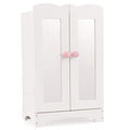 KidKraft Wooden Lil' Doll Armoire with 6 Hangers, Furniture for 18-Inch Dolls - White Gift for Ages 3+