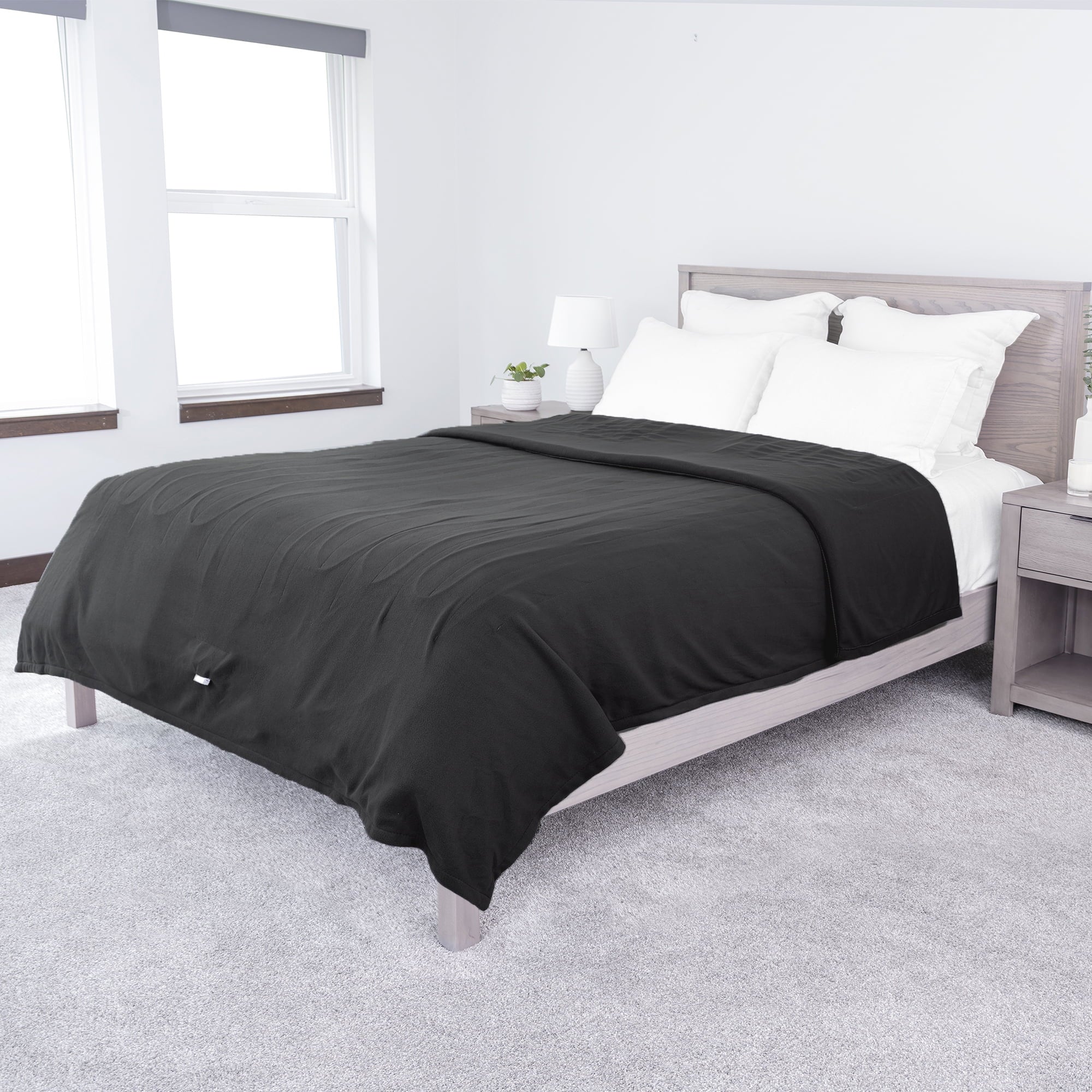 Sunbeam Heated Electric Blanket, Full, Fleece, Grey E3894