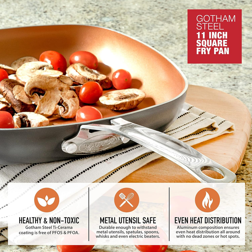 Gotham Steel Non Stick 11" Square Ceramic Frying Pan P16312