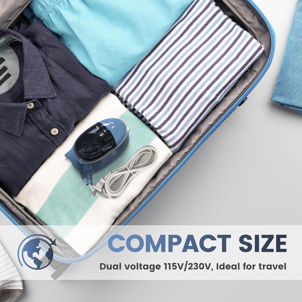 BEAUTURAL Mini Travel Steam Iron for Clothes, Dual Voltage, Non-Stick Soleplate C59710