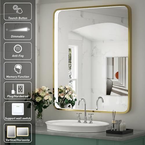 LED Bathroom Mirror with Light Anti Fog Dimmable Wall Mounted k7