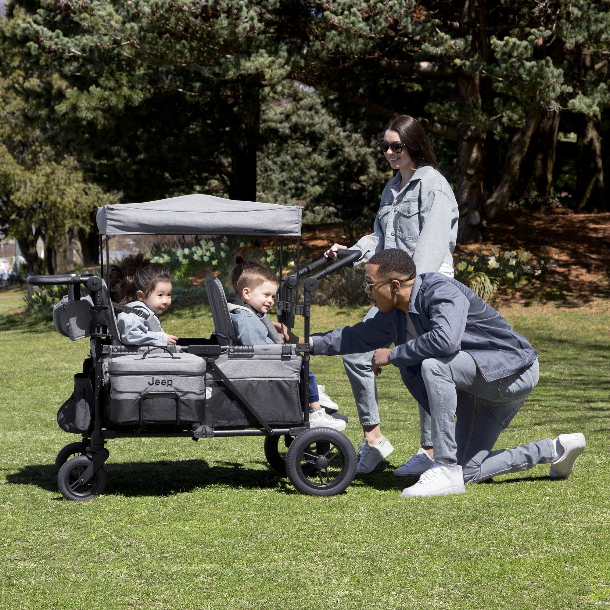 Jeep Wrangler Deluxe 4 Seater Stroller Wagon Grey a7