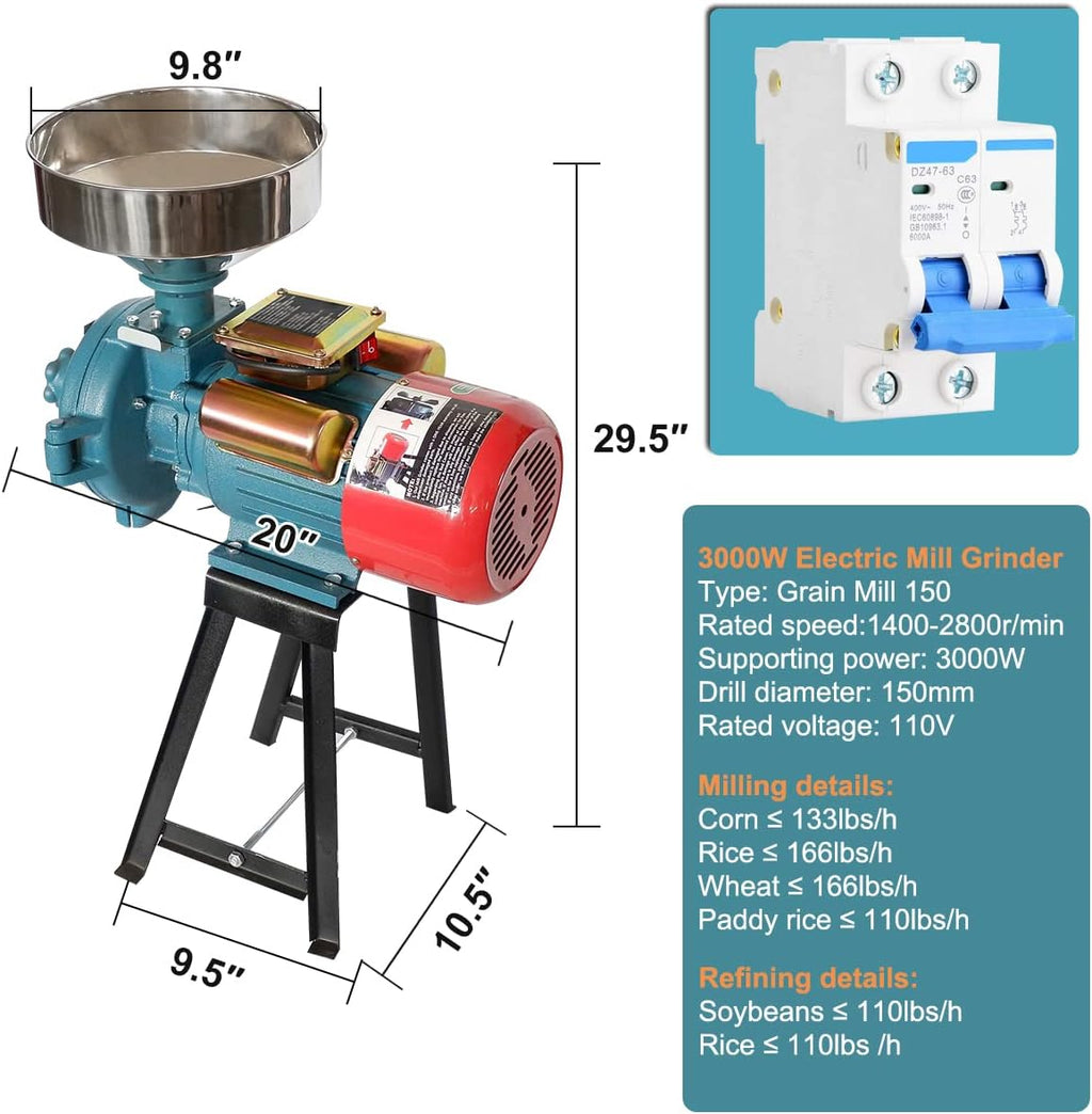 ABORON Electric Corn Grinder Wheat Grain Mill Machine I22120