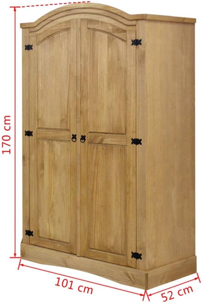 Wardrobe Mexican Pine Corona 2 Doors Solid Pinewood E239217