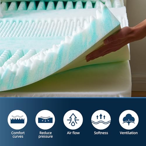 Gel Memory Foam Mattress Topper Queen 3 Inch Airflow Design a7